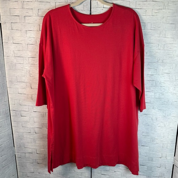 J. Jill Tops - J JILL Luxe Supima Relaxed 3/4 length Sleeves Red  deep him super soft plus size